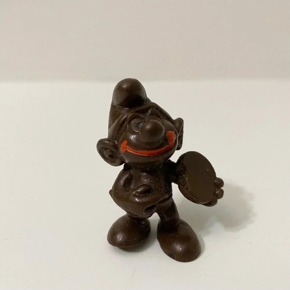 Vintage Smurfs Brown Biscuit Cookie Smurf Display Figure Flaws - Picture 12 of 13